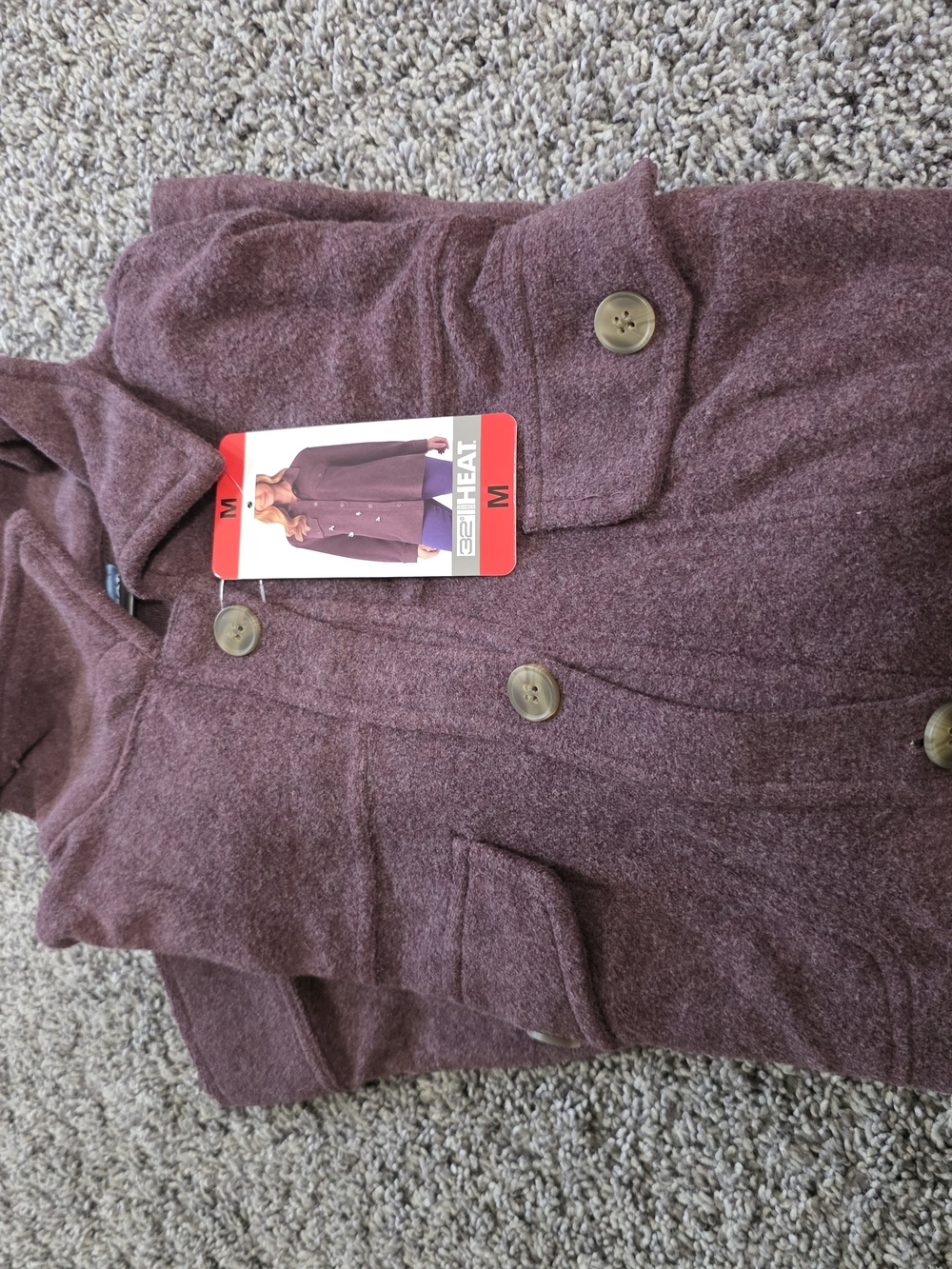 32 Degrees Women's Plum Button-Front Pea Coat